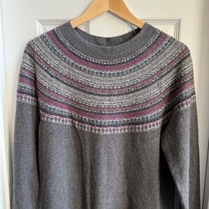 J. Jill Gray and Pink Crew Neck Sweater